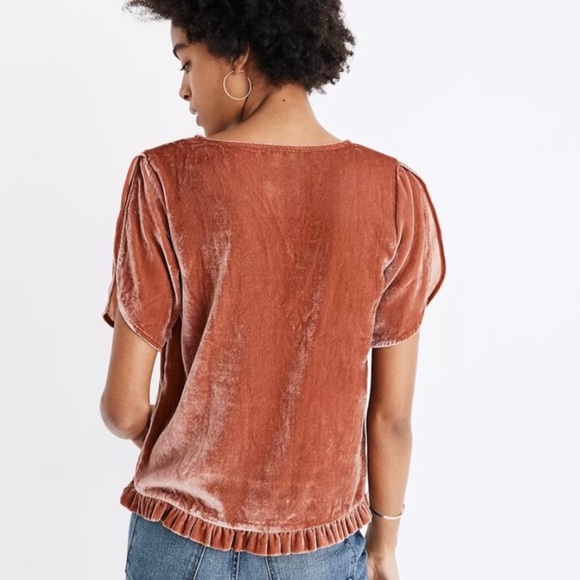 MADEWELL Velvet Tulip Sleeve Ruffle Blouse - Picture 7 of 7